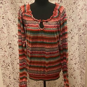 Lucky Brand - Long Sleeve Multi Color Top
